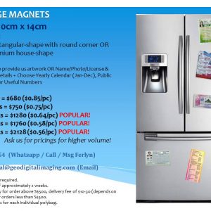 Fridge Magnet Calendars Custom Printing Singapore Supplier, No GST Promotional Magnets