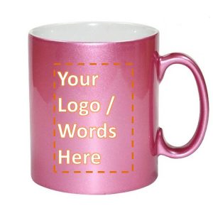 Cheap Custom Printed Glittery Pink Glossy Photo Mug Singapore Seller